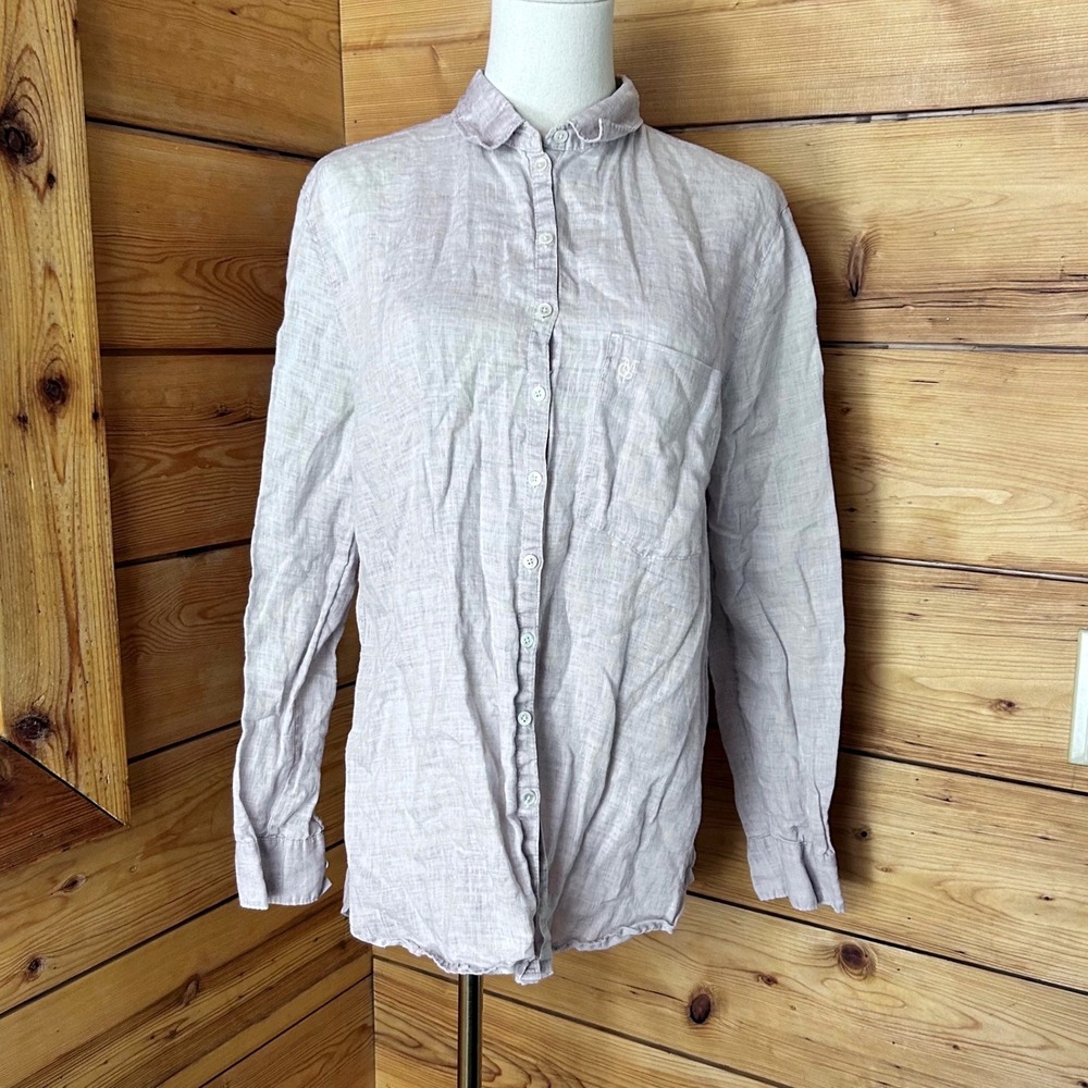 Linen Ramie Shirt Women Small Beige Oatmeal Coastal Minimalist Marc OPolo